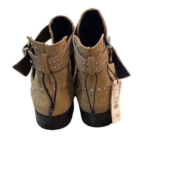 NWT Zara studded leather suede cutout ankle boots size 9 - Picture 5 of 11